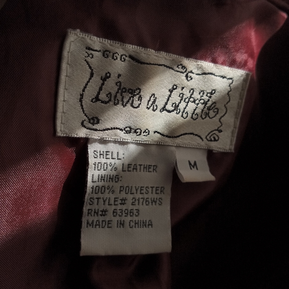 Live A Little Vintage 90's Jacket Top Red Raspberry Leather Button Down - Picture 4 of 15